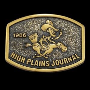 Vintage 1986 High Plains Journal Belt‎ Buckle Limited Edition 411 Cowboy Brass